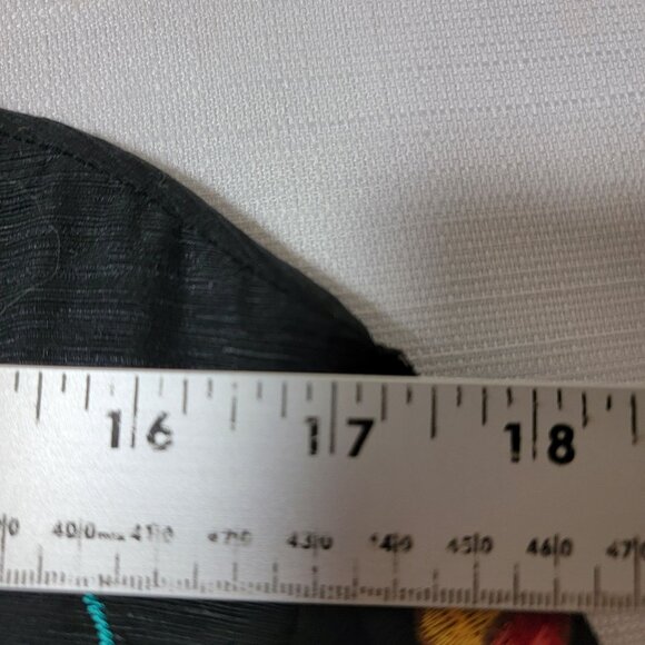 Silk Land Womens Silk Blazer Sz XL Button Up Lined Embroidered Black Floral - Picture 8 of 10